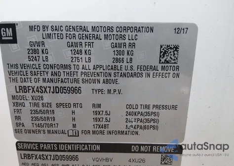 2018 Buick Envision Premium Ii z USA, uszkodzony, nr VIN LRBFX4SX7JD059966